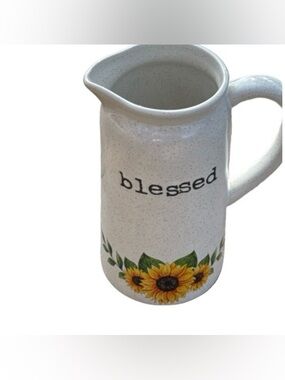Global Design Connections Speckled sunflower pitcher - White with Brown Flecks
